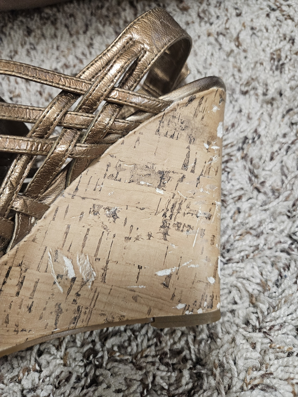 Bronze Woven Cork Wedge Sandals - Women - Picture 10 of 15